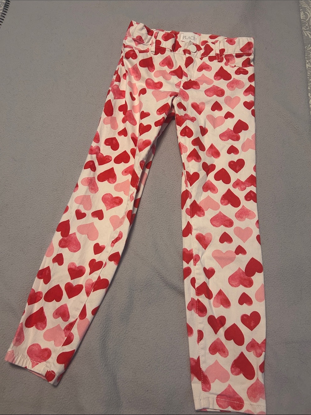 The Children's Place White Skinny Jeans with Red & Pink Hearts